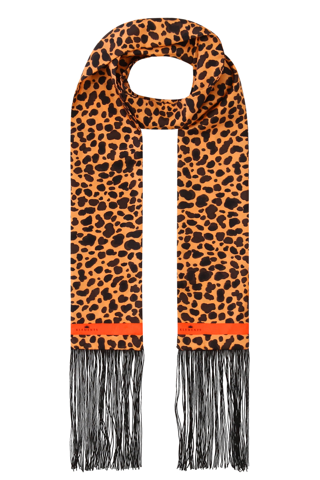 Ivie Tassel Silk Scarf in Leonard's Skin Cheetah