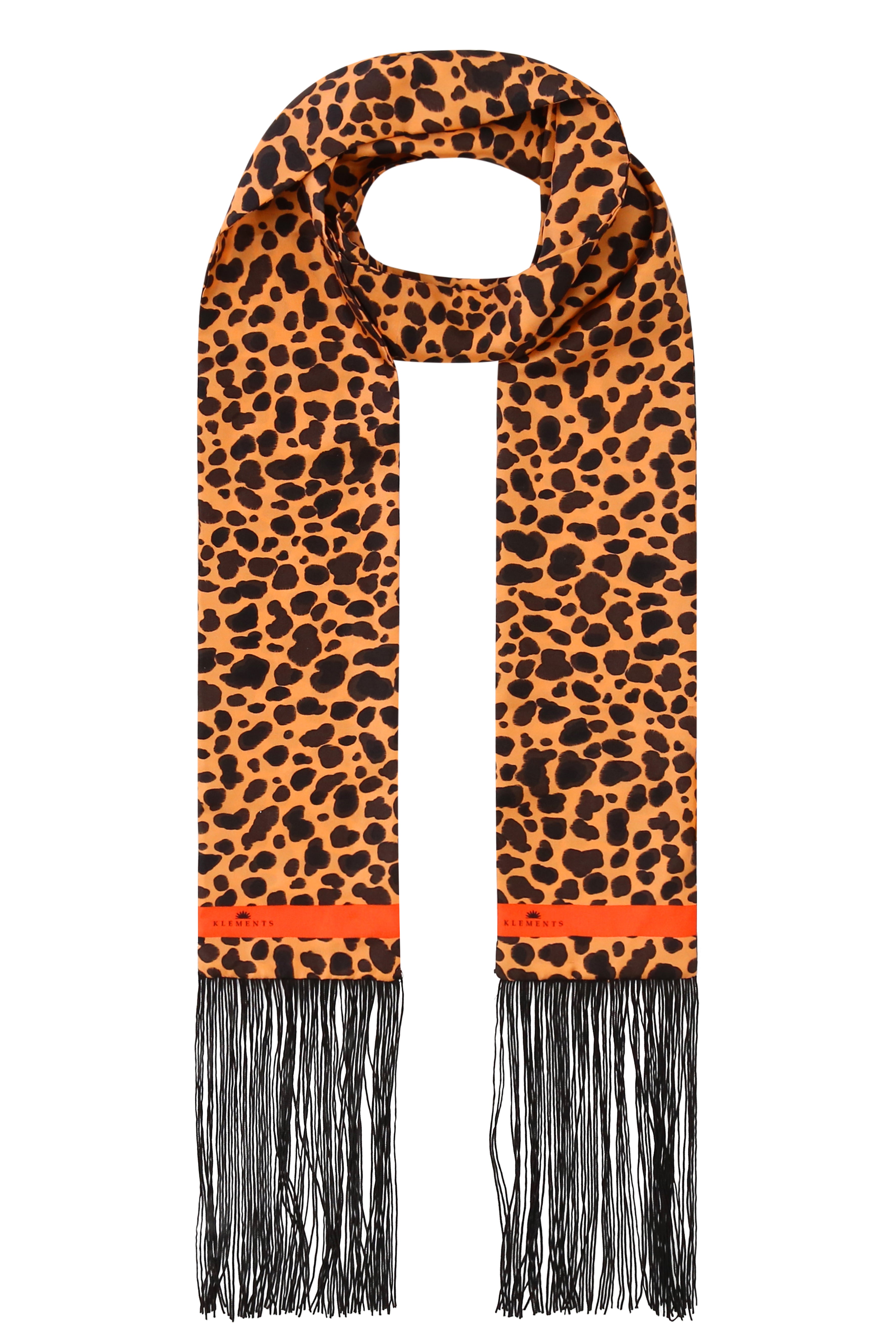 Ivie Tassel Silk Scarf in Leonard's Skin Cheetah