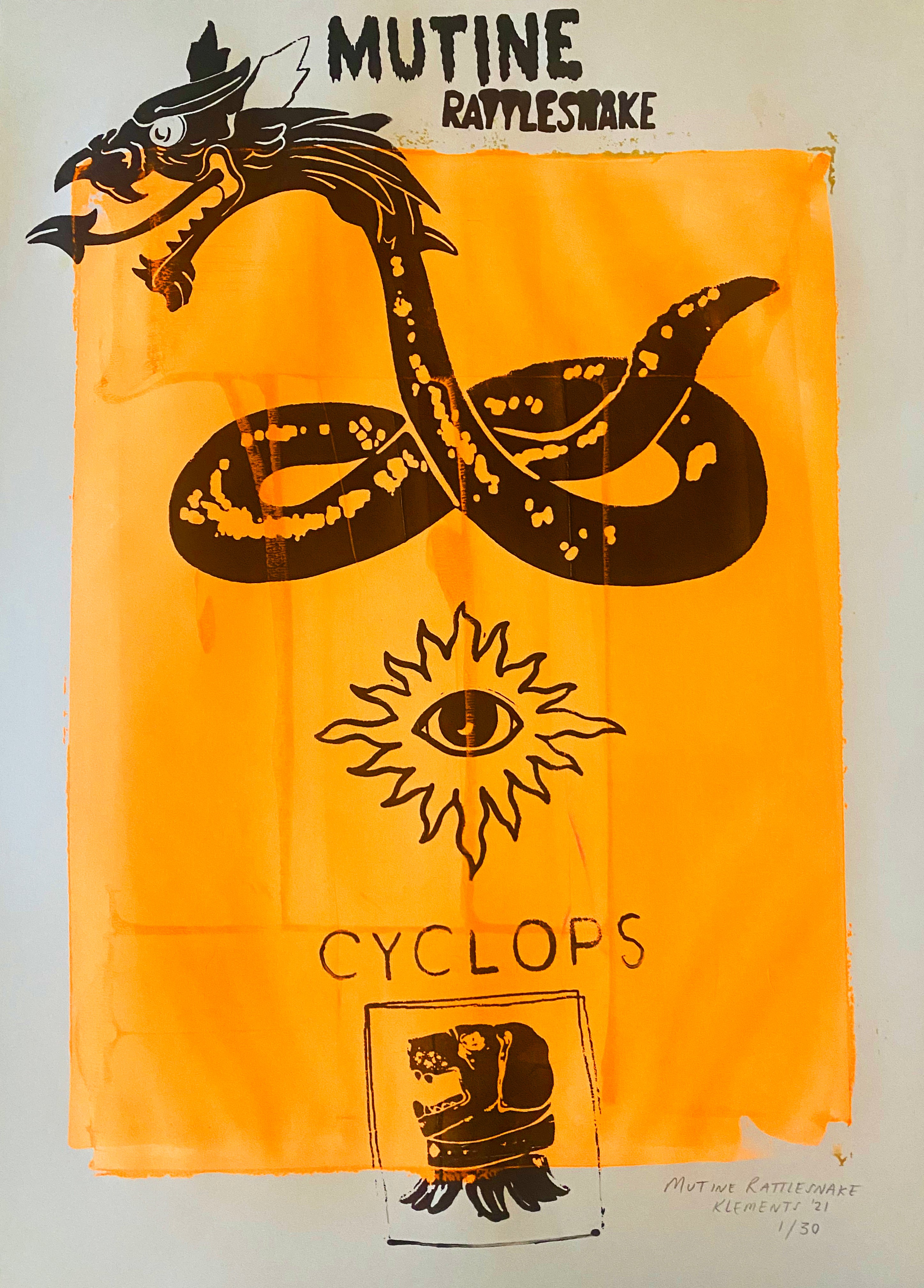 Mutine Rattlesnake screen printed A2 print