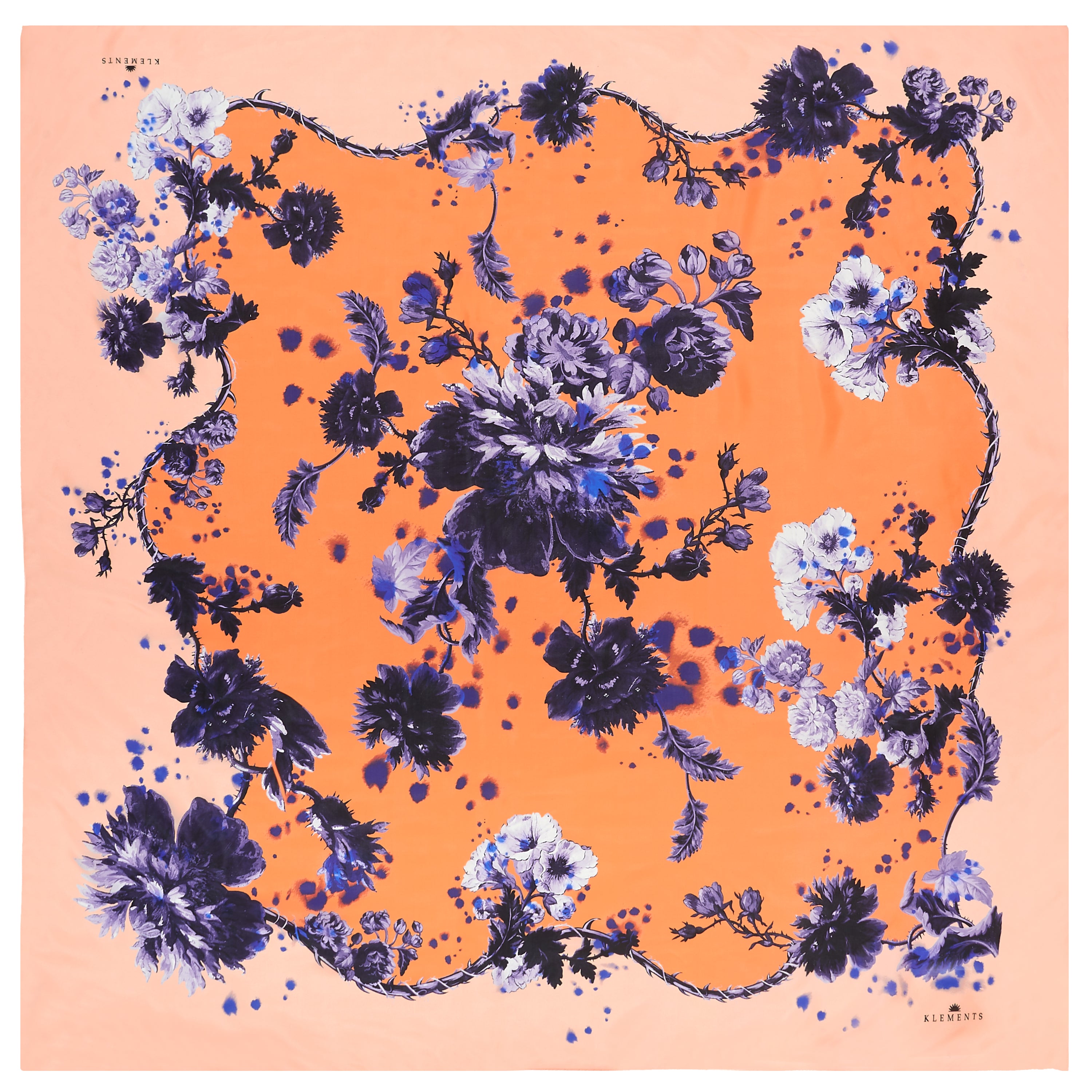 Silk Scarf in Gothic Floral Melon