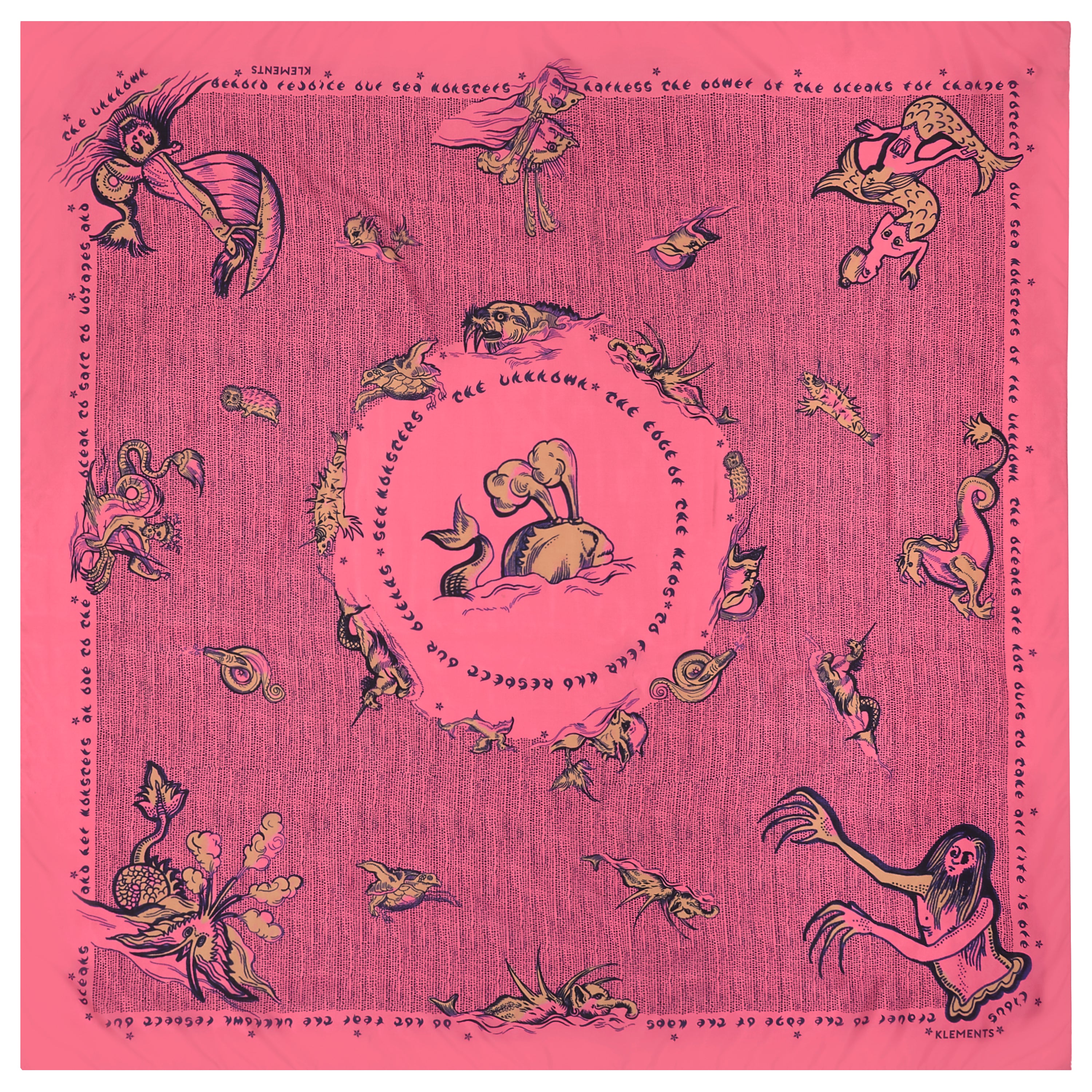 Silk Scarf in Sea Monster Candy Floss