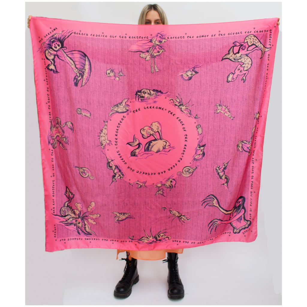 Silk Scarf in Sea Monster Candy Floss