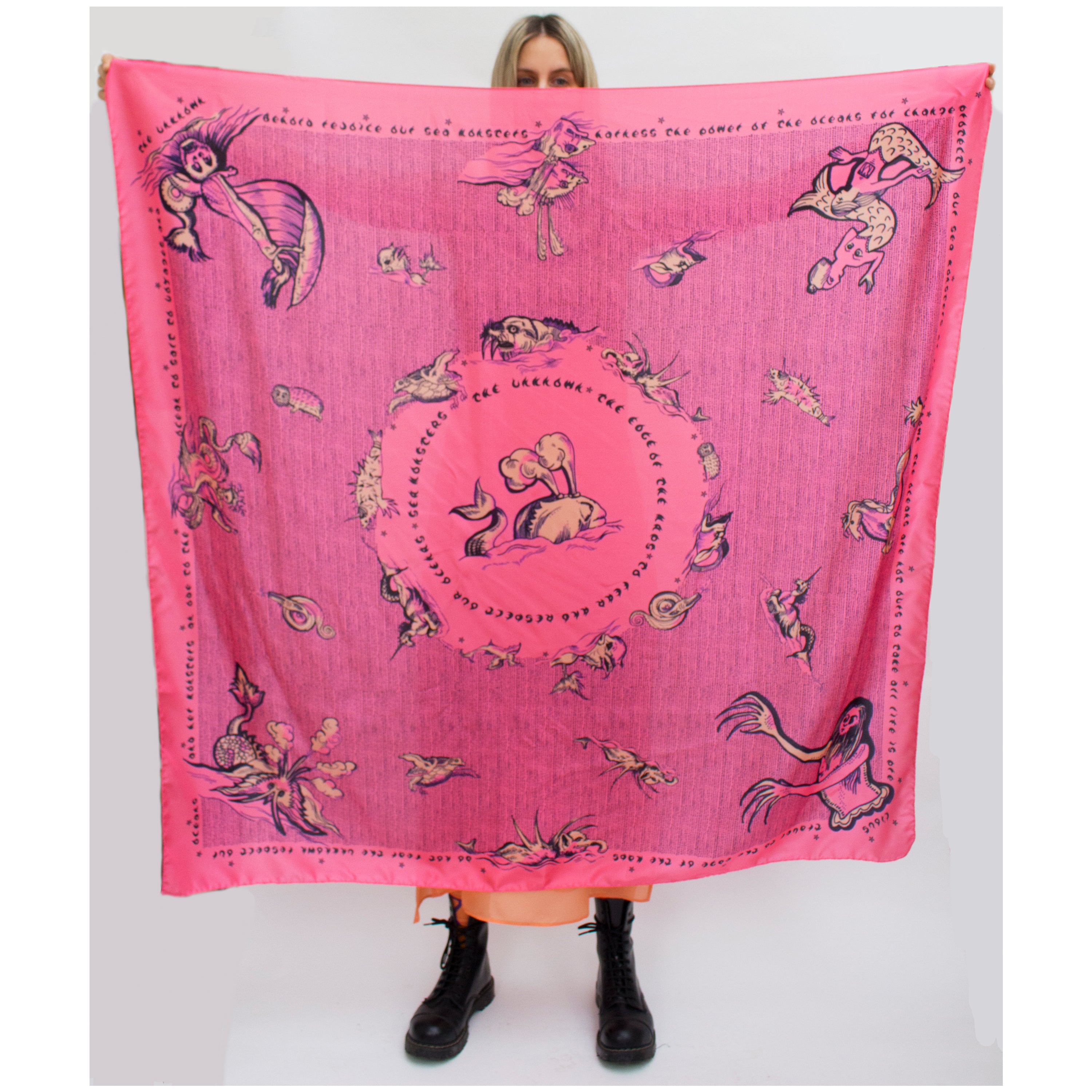 Silk Scarf in Sea Monster Candy Floss