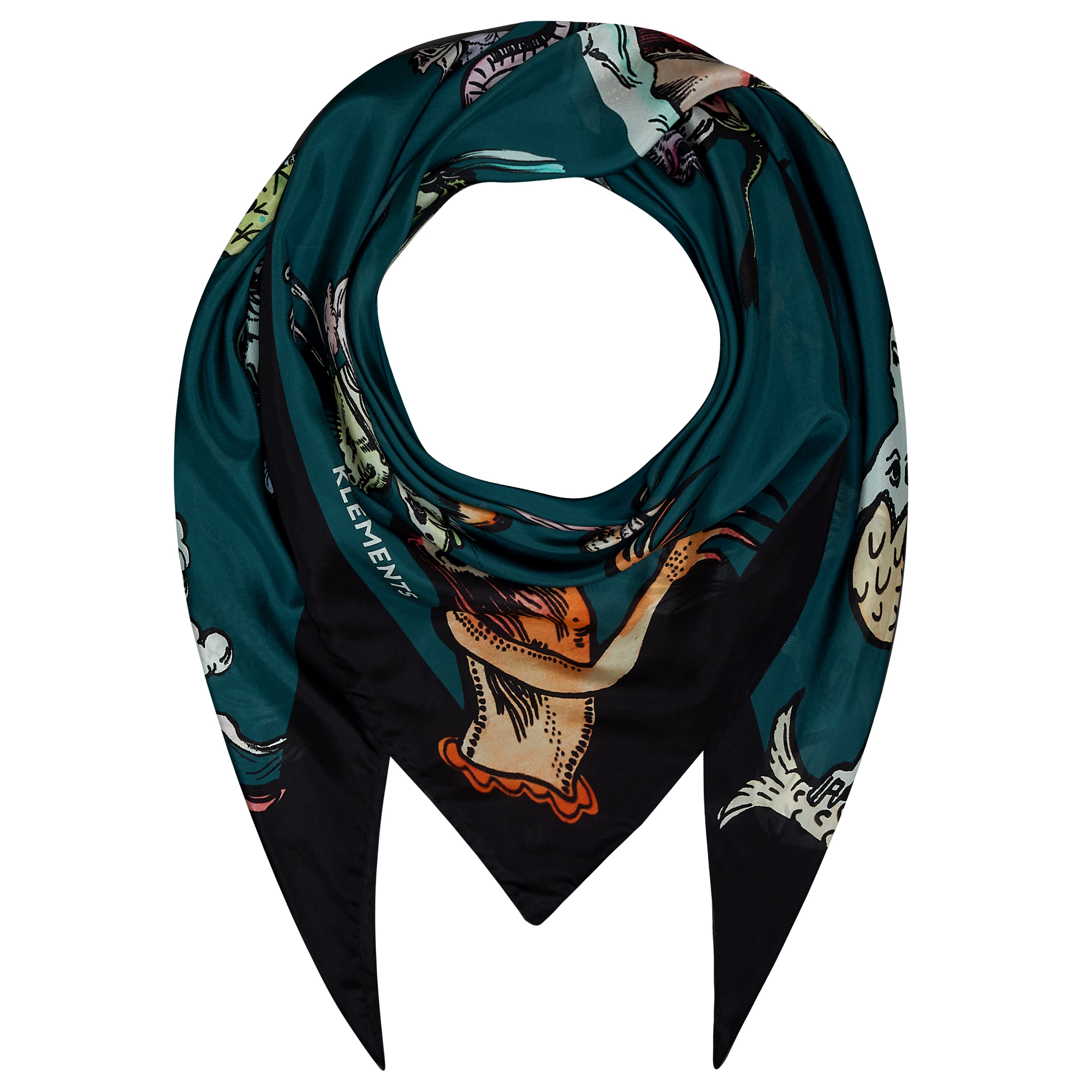 Silk Scarf in Painted Sea Monsters