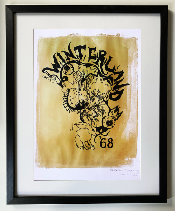 Winterland screen printed 'WOLVES' A2 print