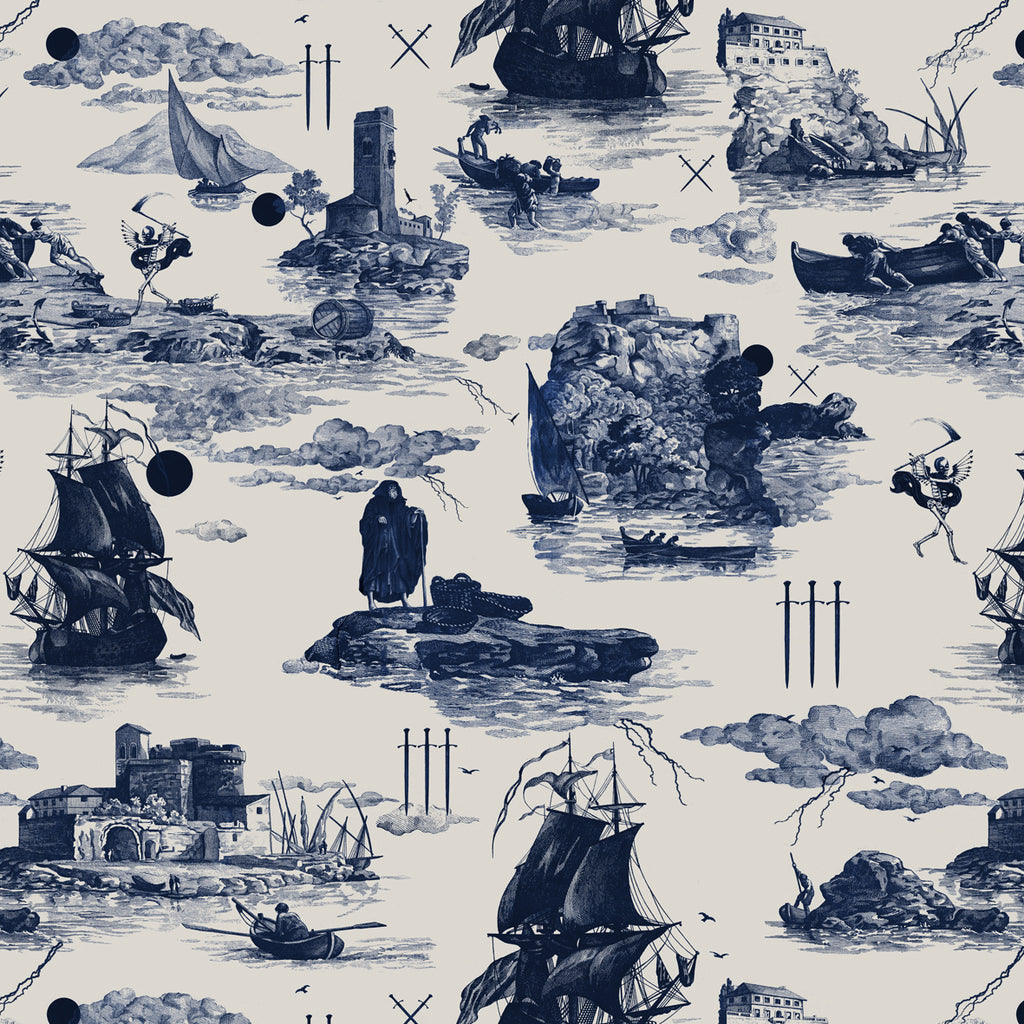 Doomed Voyage (navy) Wallpaper
