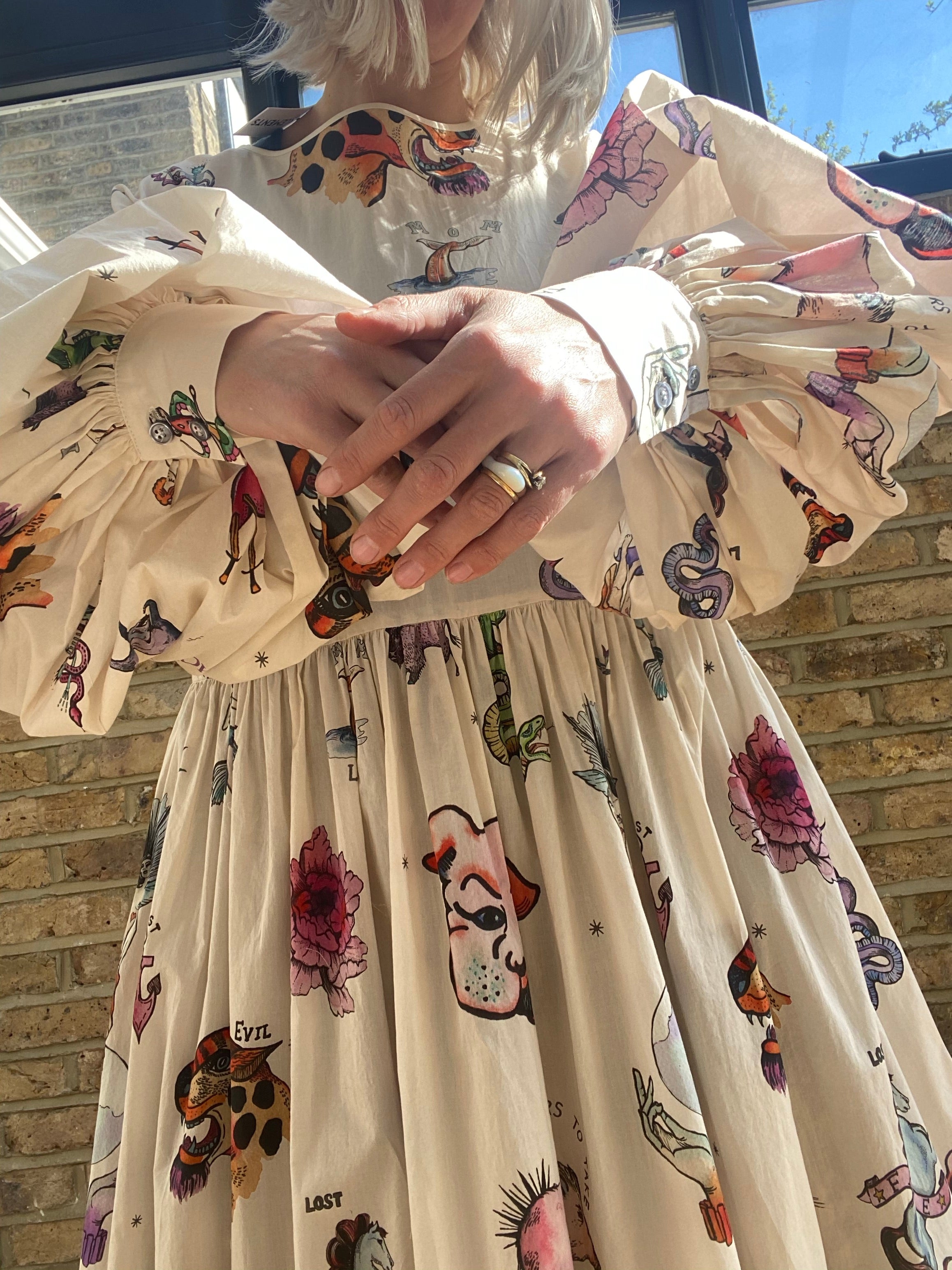 Dusk Dress in Tattoo Print