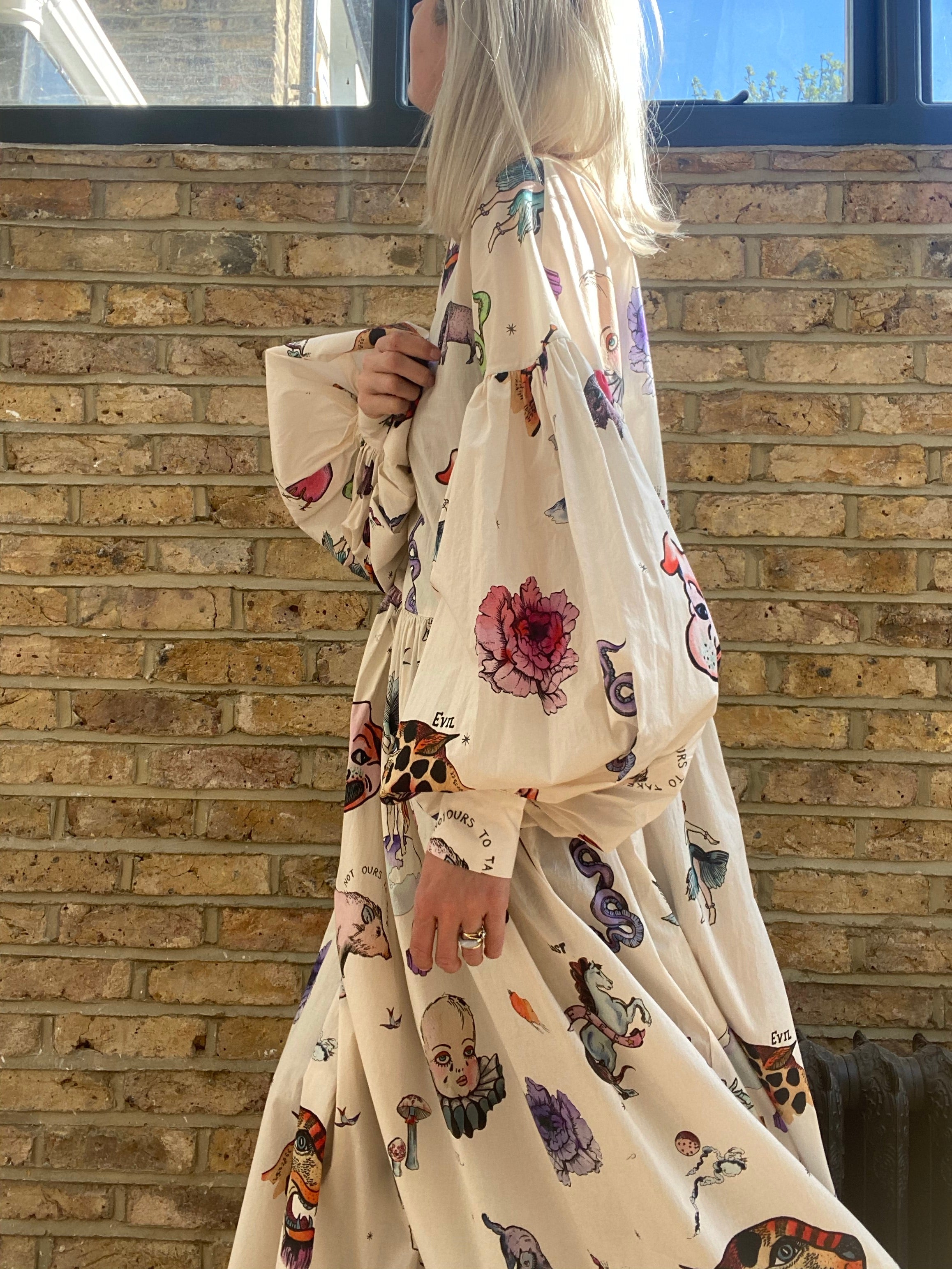 Dusk Dress in Tattoo Print