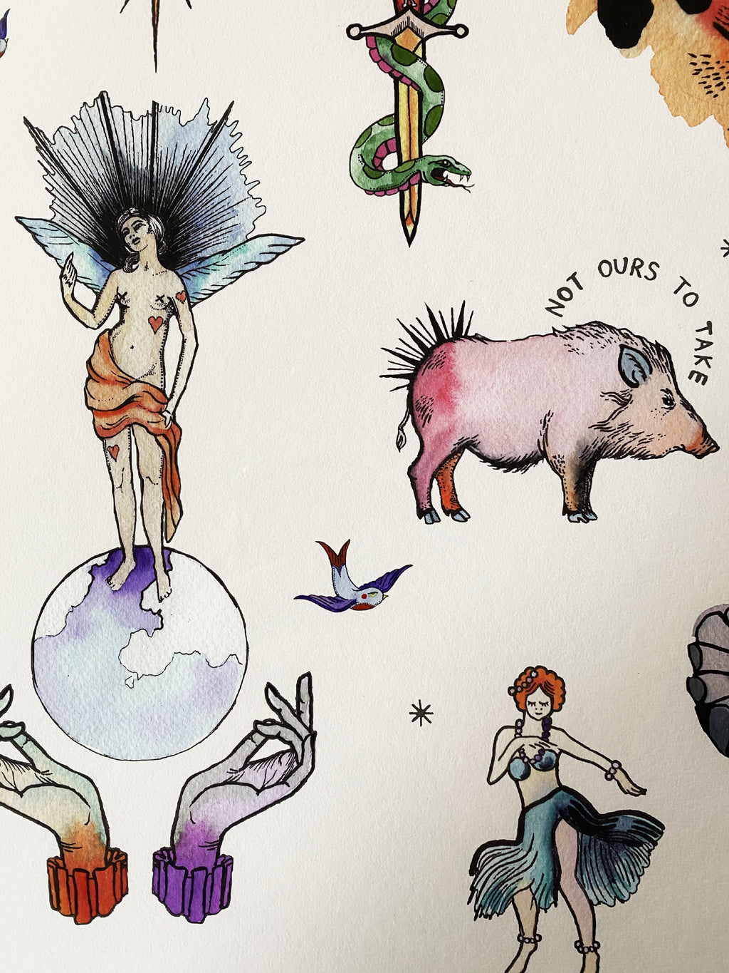 Tattoo illustrations Fine Art print A3 / A2
