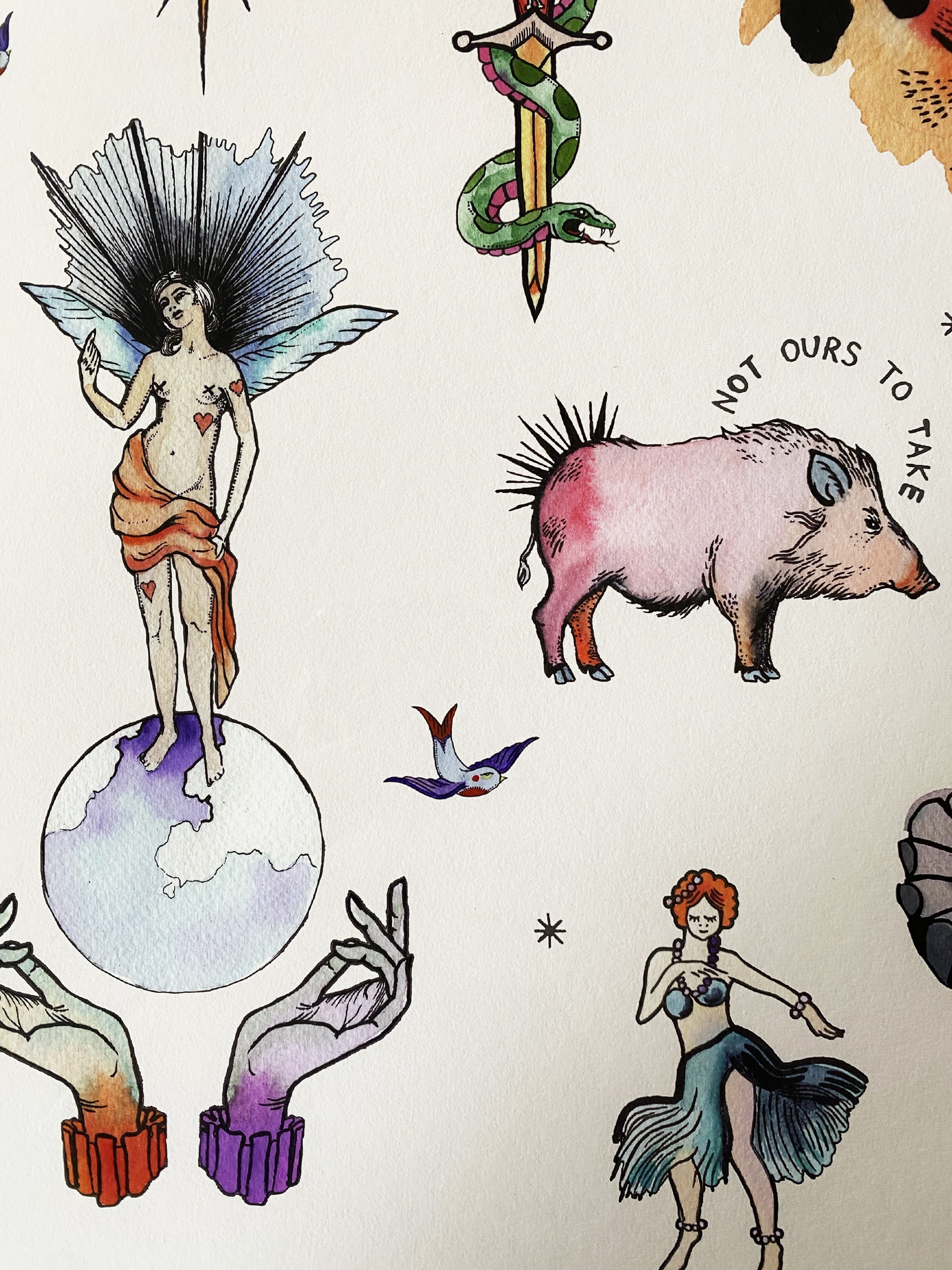 Tattoo illustrations Fine Art print A3 / A2