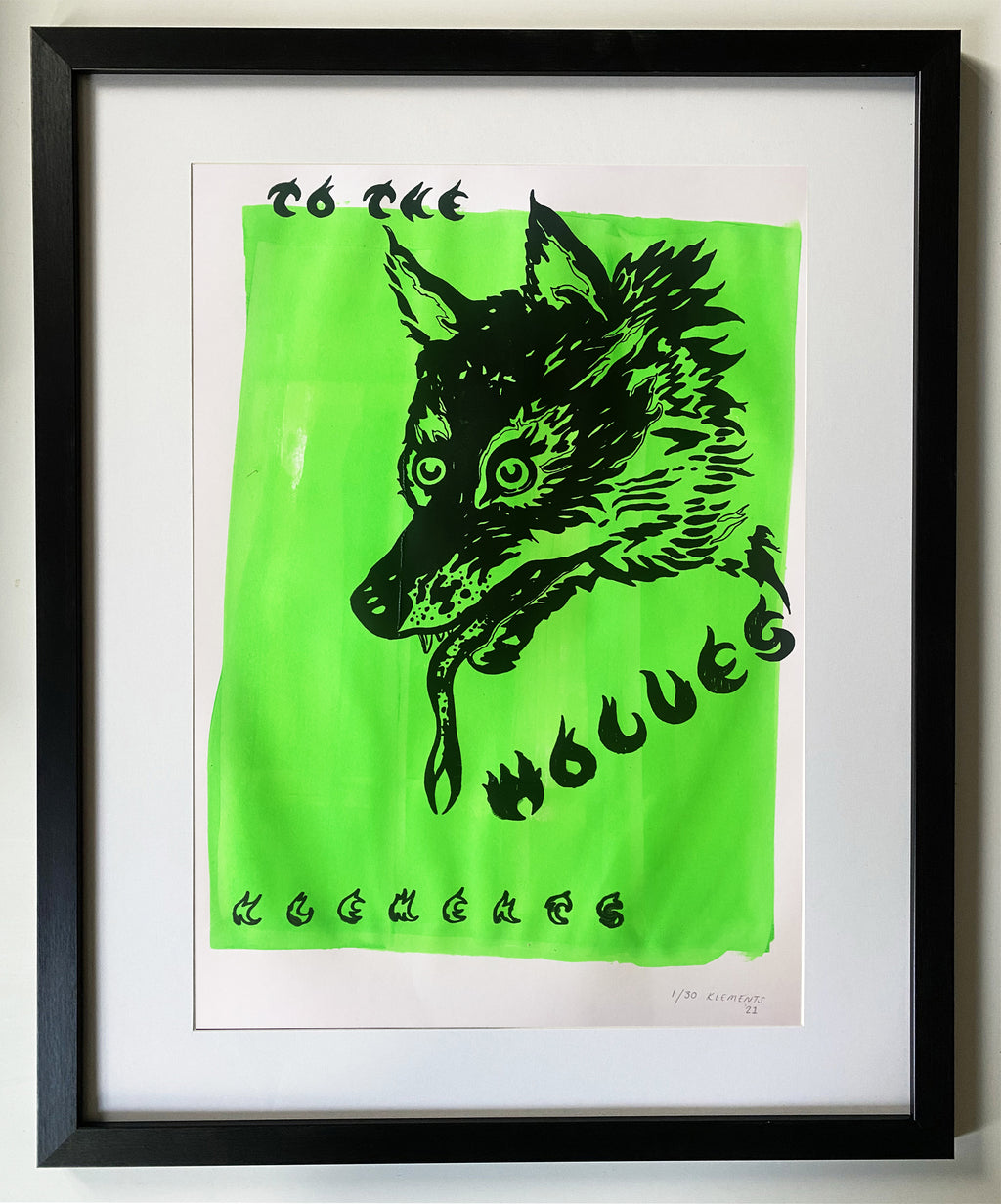 Hand screen printed 'WOLVES' A2 print