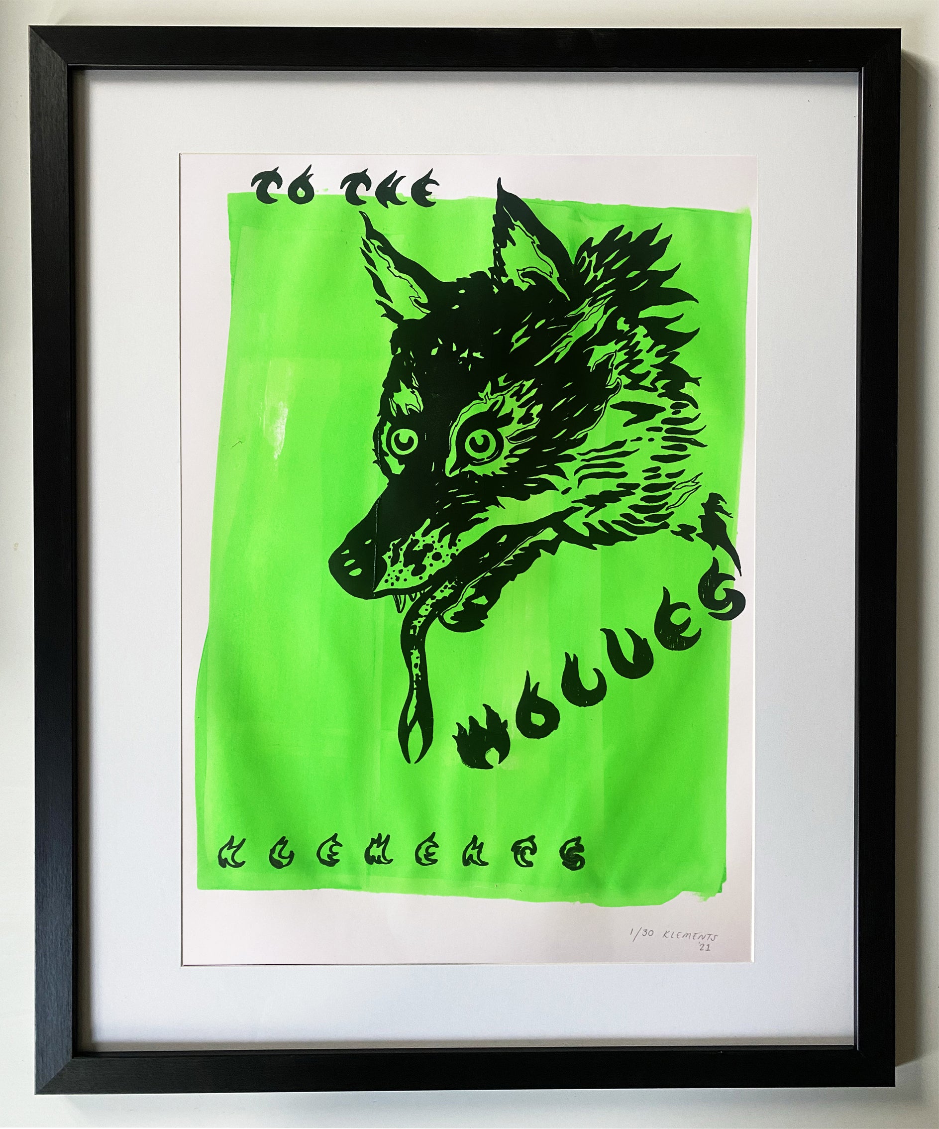 Hand screen printed 'WOLVES' A2 print